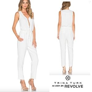 Trina Turk White Fauve V-Neck Jumpsuit